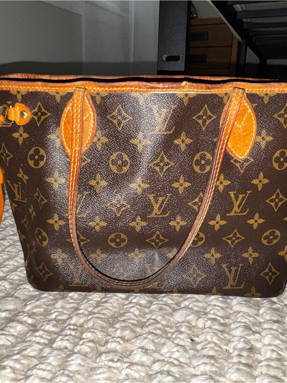 Louis Vuitton Monogram Canvas Tote in Brown with Tan Trim
